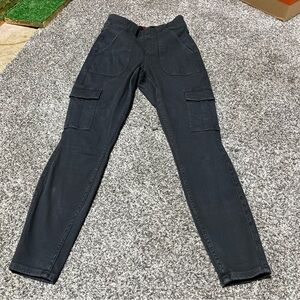 SPANX Stretch Twill Ankle Cargo Pants sz S Petite Gray Pull On 20311Q Pockets